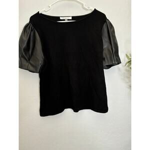 Puff Sleeve Faux Leather Top